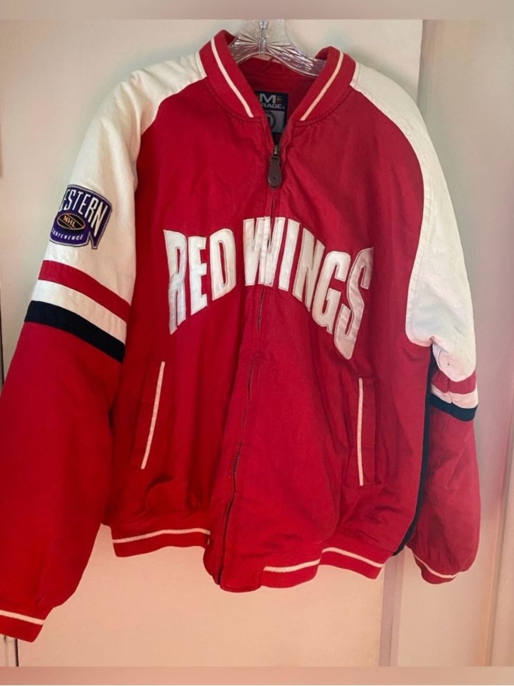 Detroit Red Wings Vintage bomber jacket coat Western Conference Logo Patch XL